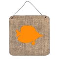 Micasa Fish - Tang Fish Burlap And Orange Aluminium Metal Wall Or Door Hanging Prints - 6 x 6 In. MI236142